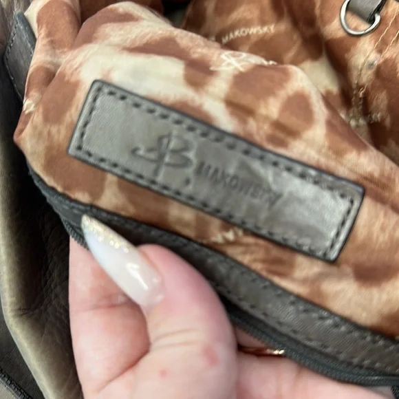 B Makowsky Puddy/Gray Soft Leather Handbag Purse - Picture 8 of 8